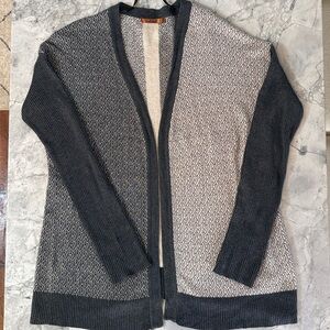 Belldini Black and Gray Open Front Cardigan soft and lighter weight sz L